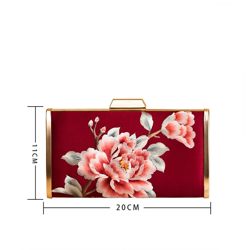 Embroidery Carnation Crossbody Bag 20cm | Elegant Floral Design