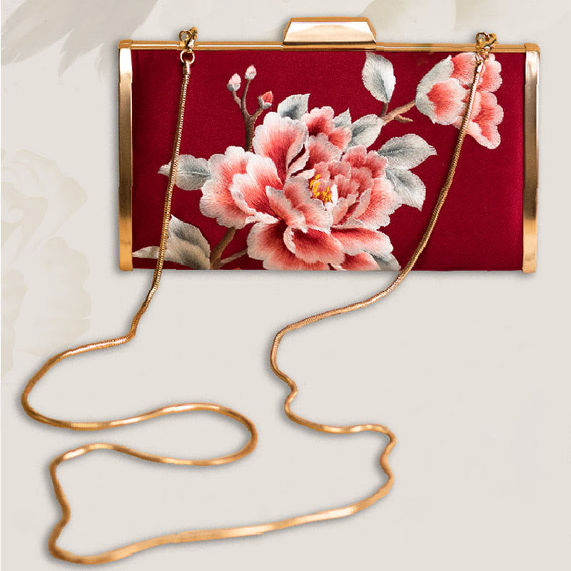 Embroidery Carnation Crossbody Bag 20cm | Elegant Floral Design