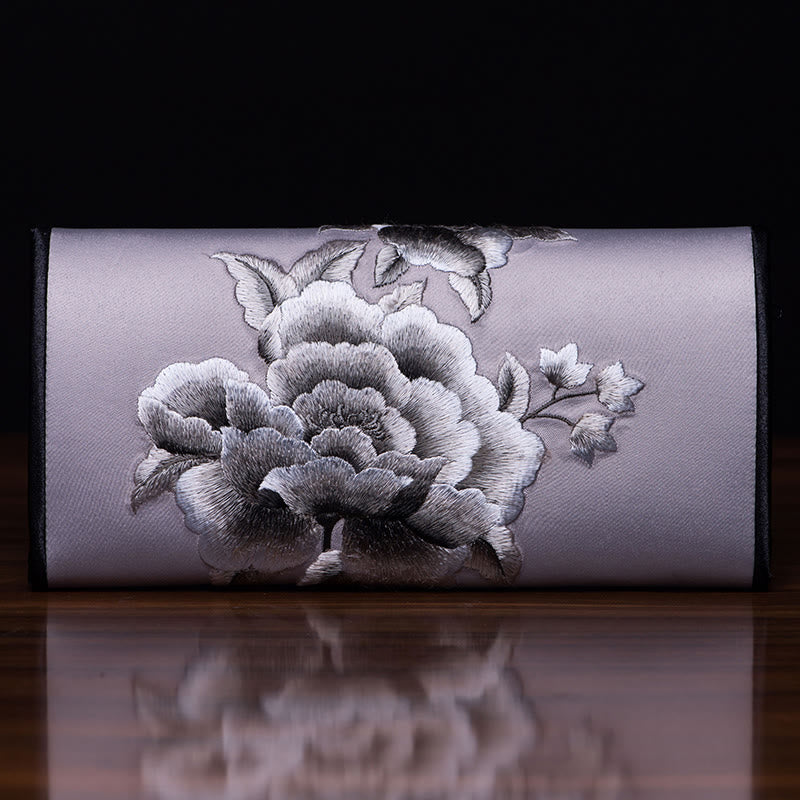 Peony Su Embroidered Handbag 20x10cm | Prosperity Symbol