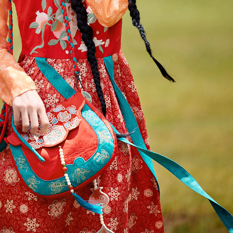 Ethnic Su Embroidery Crossbody Bag 20x21cm for Yoga