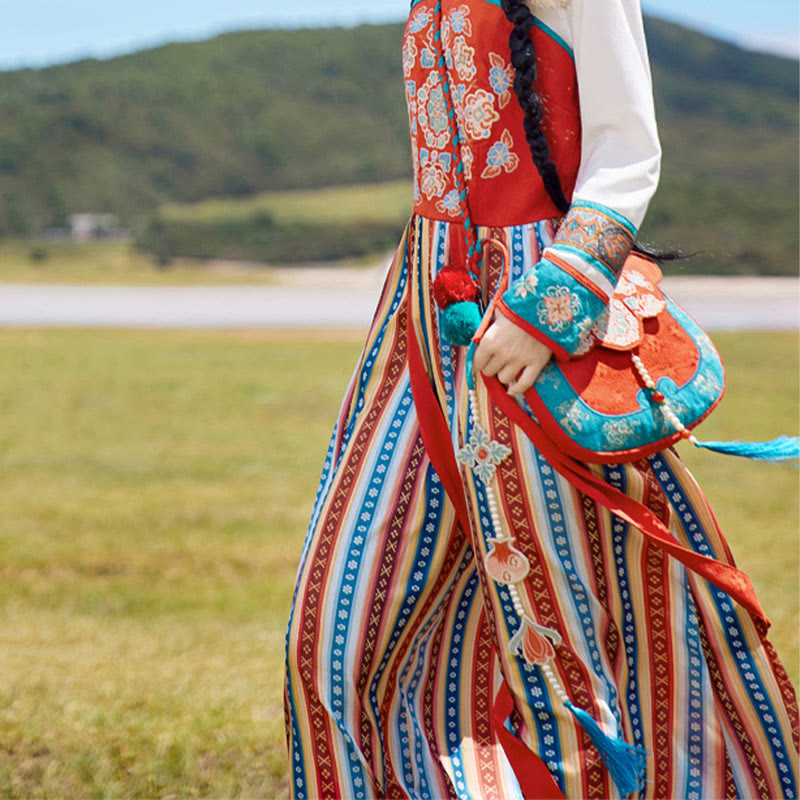 Ethnic Su Embroidery Crossbody Bag 20x21cm for Yoga