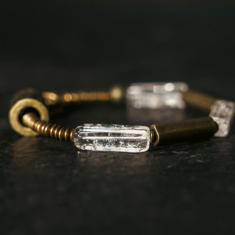 Square White Crystal Copper Bracelet for Luck and Balance