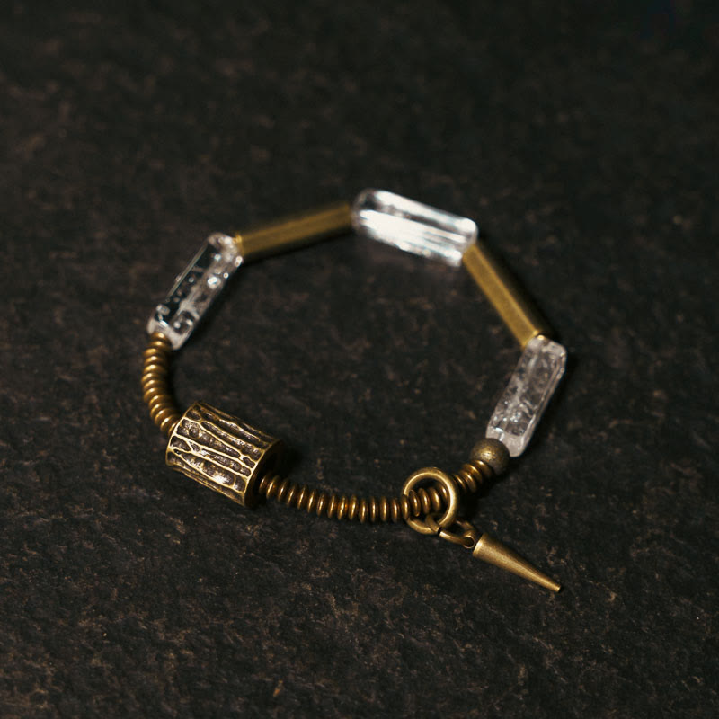 Square White Crystal Copper Bracelet for Luck and Balance