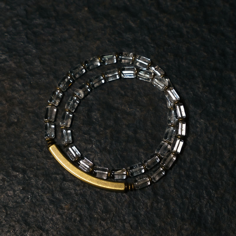 Square White Crystal Copper Bracelet for Luck & Balance