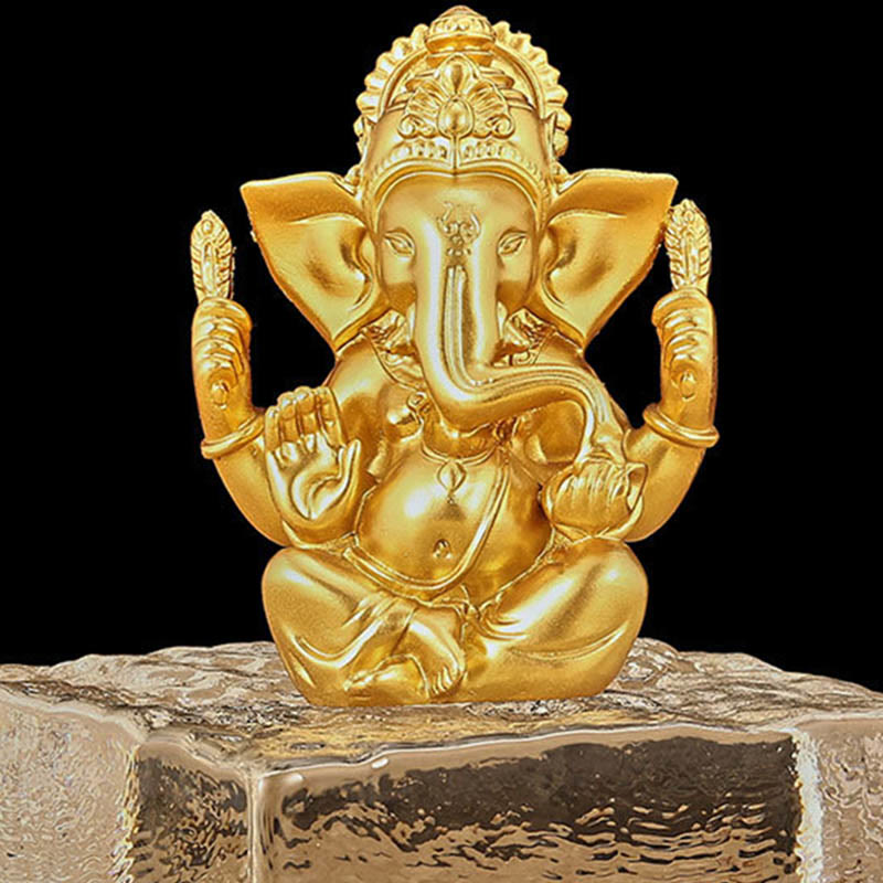 8.5cm Golden Ganesh Statue for Home Spiritual Transformation