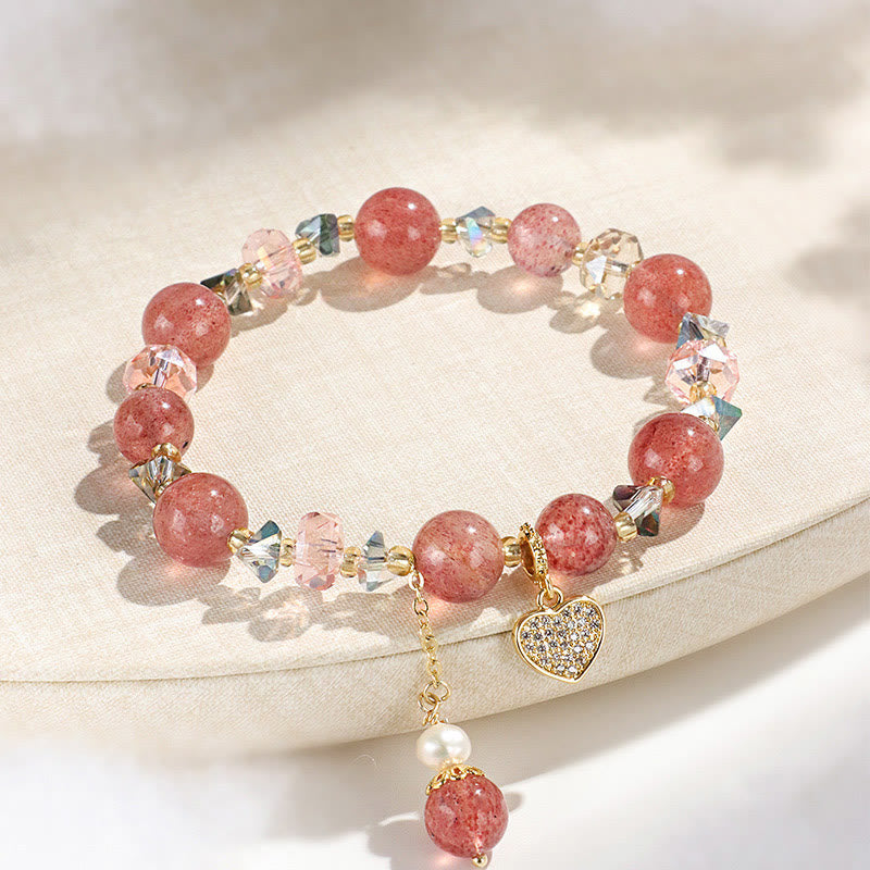 10mm Strawberry Quartz Heart Healing Bracelet