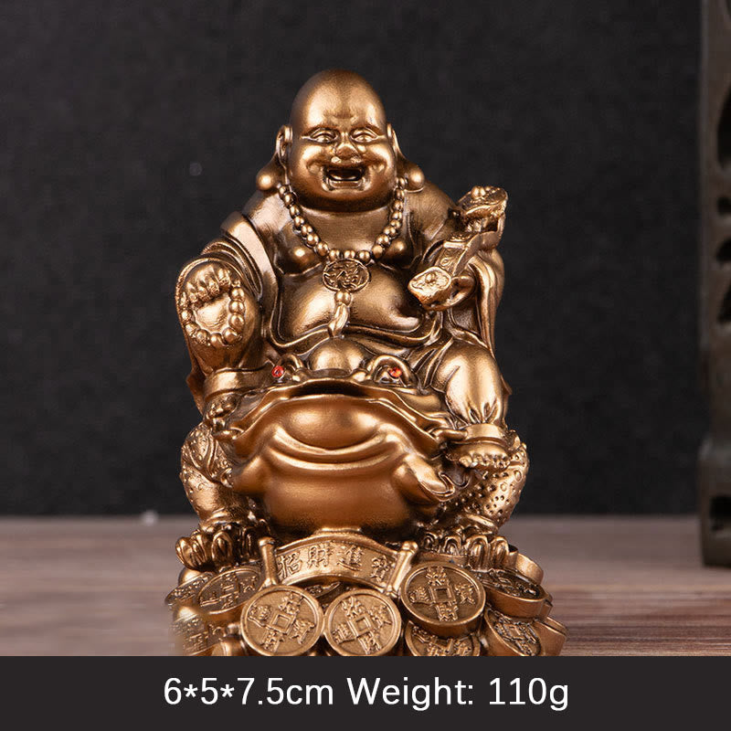 Golden Buddha Medium 8in Feng Shui Wealth Statue