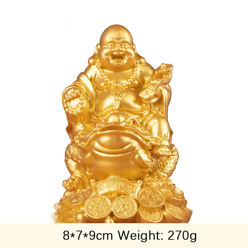 Golden Buddha Medium 8in Feng Shui Wealth Statue