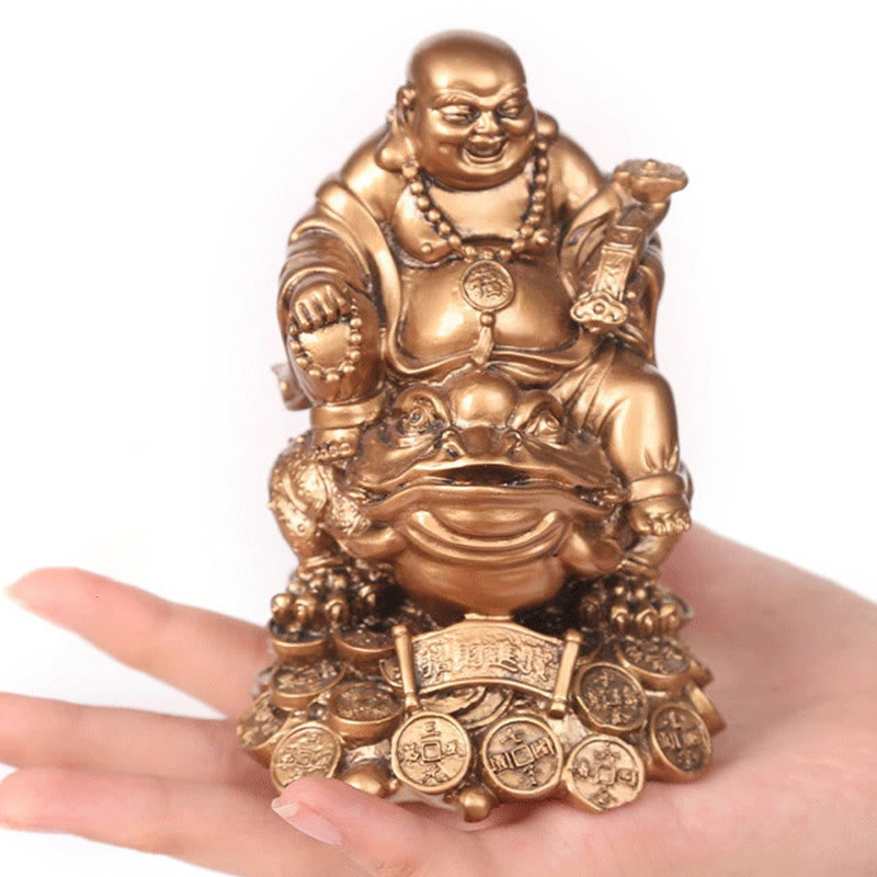 Golden Buddha Medium 8in Feng Shui Wealth Statue