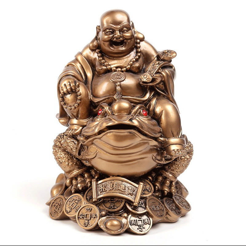 Golden Buddha Medium 8in Feng Shui Wealth Statue