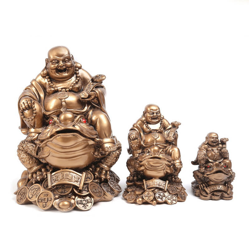 Golden Buddha Medium 8in Feng Shui Wealth Statue