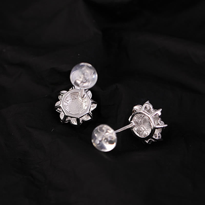 Green Jade Flower Prosperity Earrings