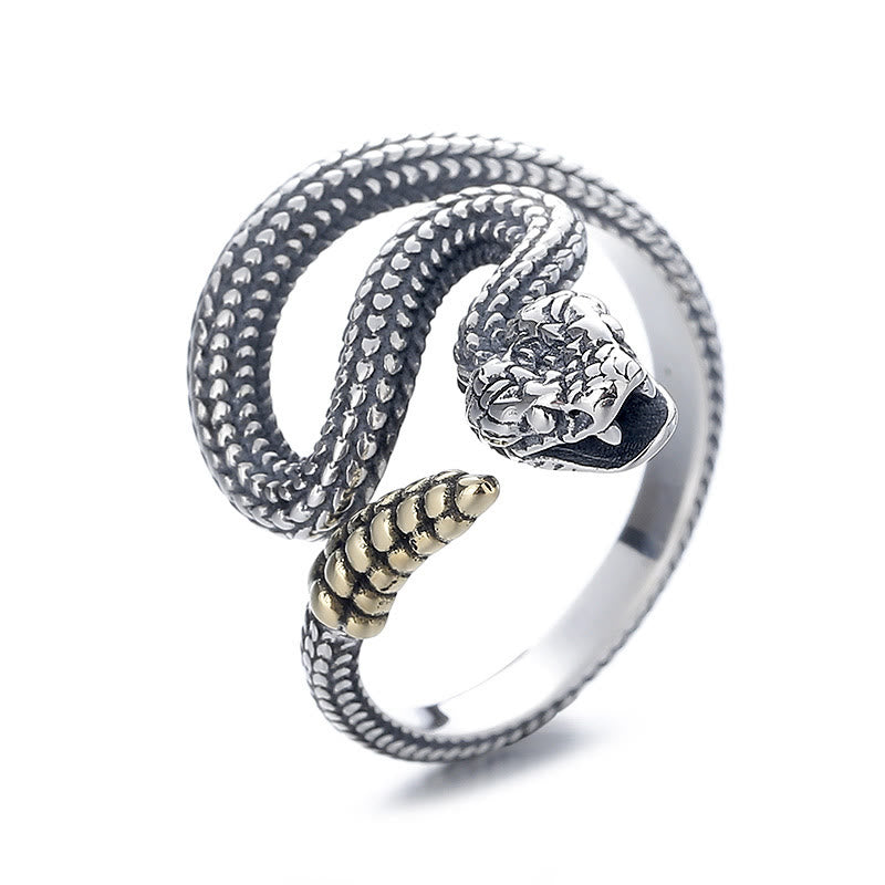 Adjustable Silver Snake Ring for Year of Snake