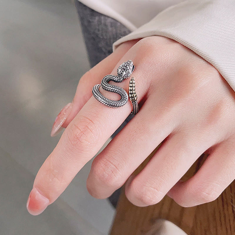 Adjustable Silver Snake Ring for Year of Snake