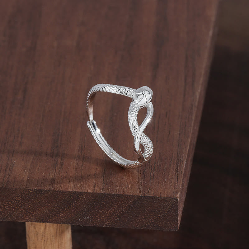 Sterling Silver Snake Calm Adjustable Ring
