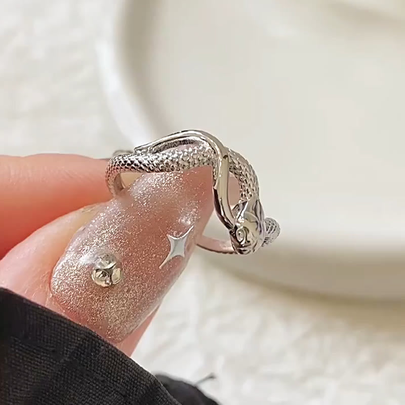 Sterling Silver Snake Calm Adjustable Ring