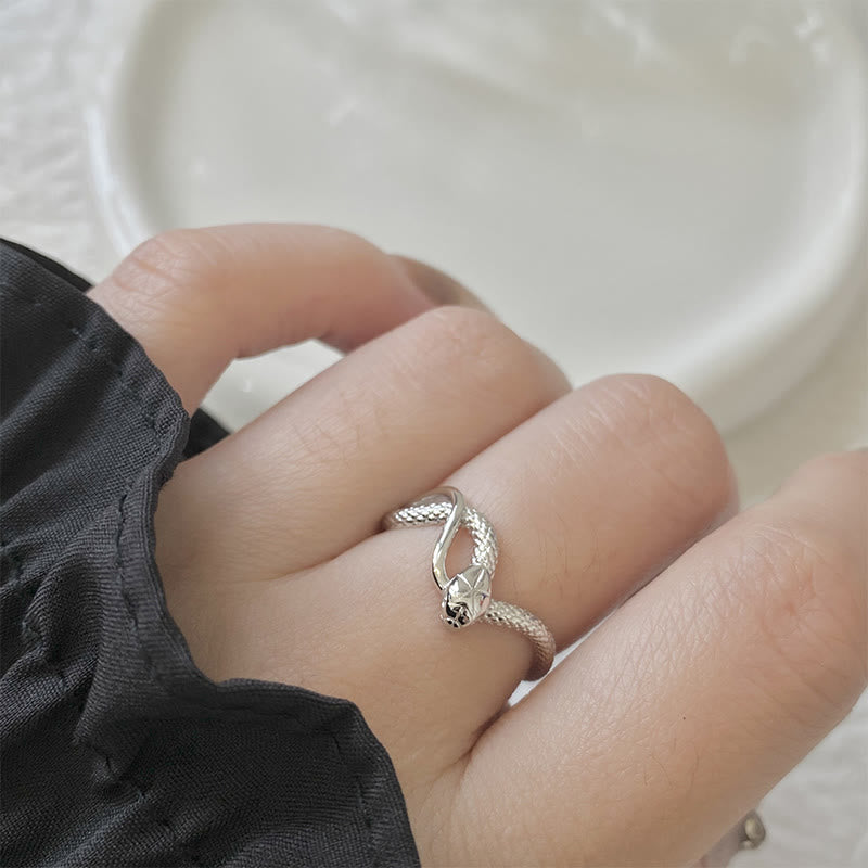 Sterling Silver Snake Calm Adjustable Ring