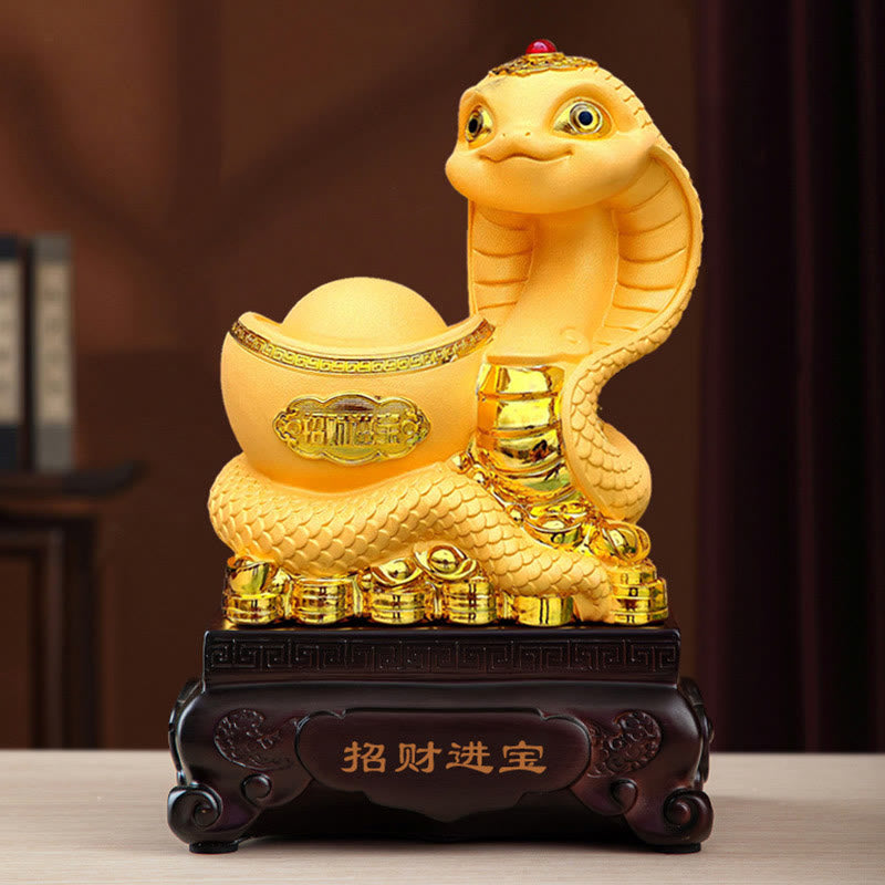 Small Resin Year of the Snake Gold Ingots Treasure Bowl Decor