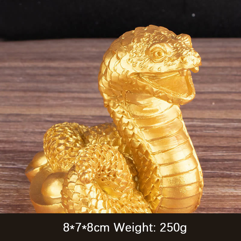 7.5 inch Resin Year of the Snake Wealth Statue with Gold Ingots