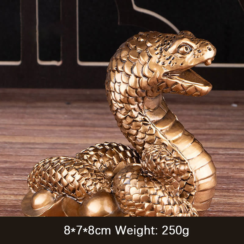 7.5 inch Resin Year of the Snake Wealth Statue with Gold Ingots