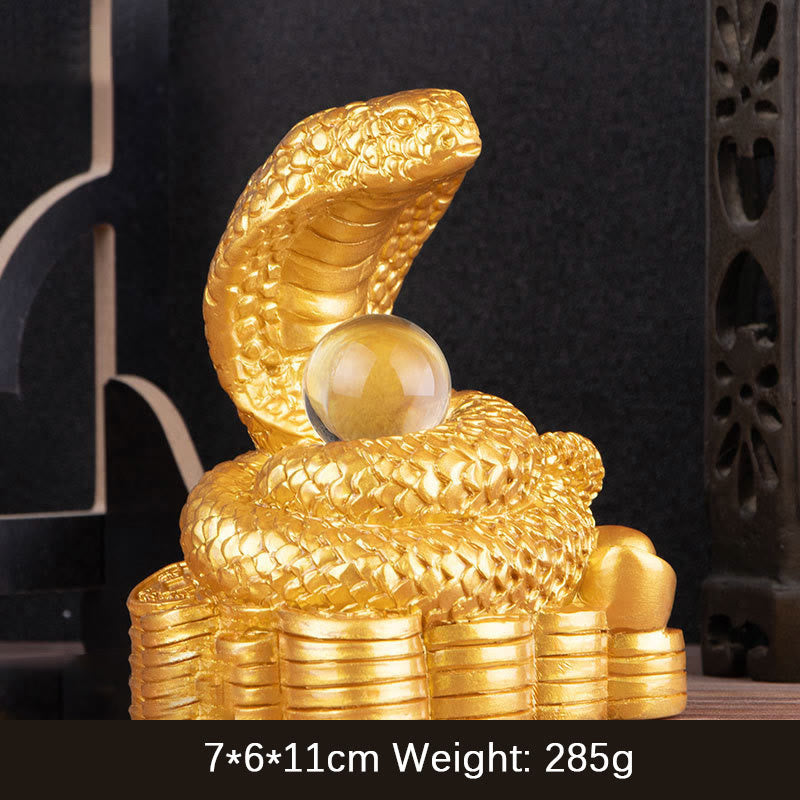 Resin Year of the Snake Wealth Figurine with Ingots