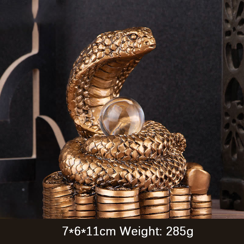 Resin Year of the Snake Wealth Figurine with Ingots
