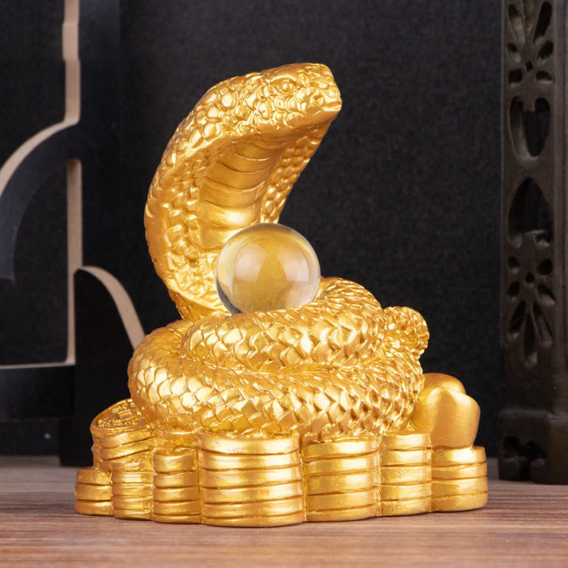 Resin Year of the Snake Wealth Figurine with Ingots