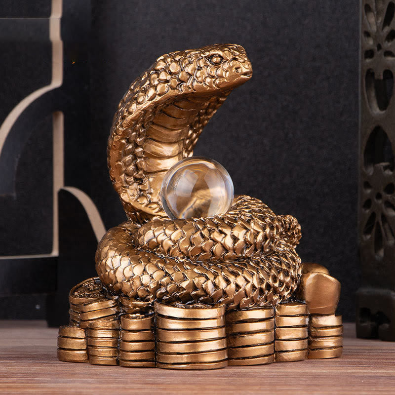 Resin Year of the Snake Wealth Figurine with Ingots