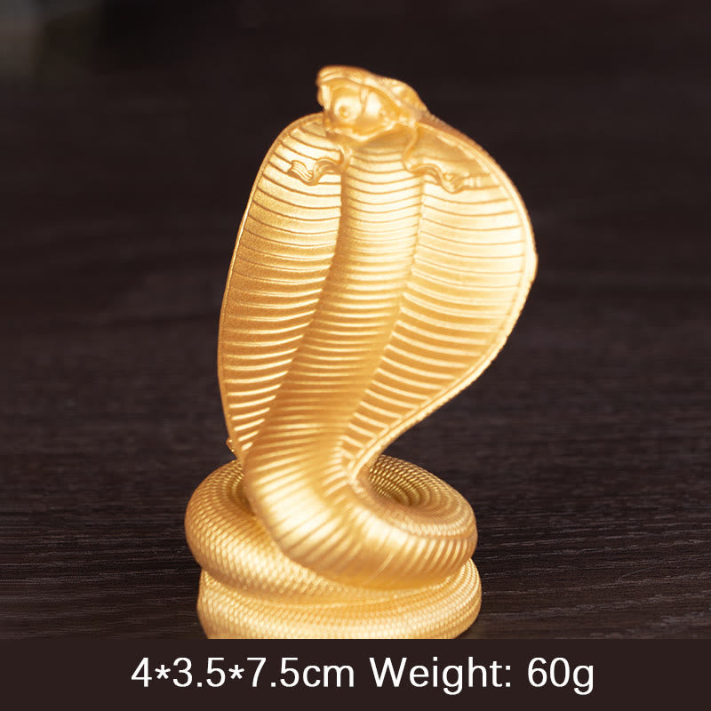 Golden Bronze Cobra Resin Statue | Year of the Snake Decor