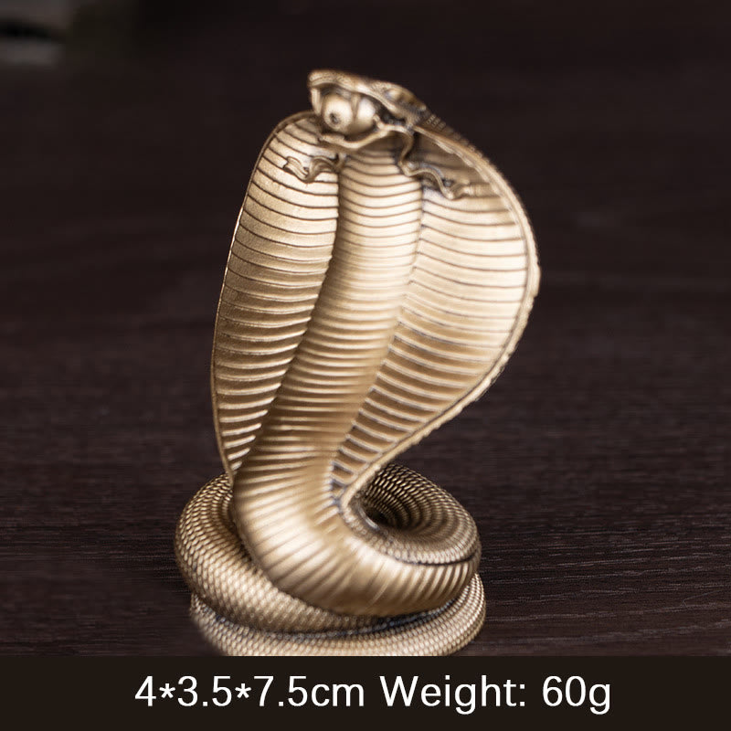 Golden Bronze Cobra Resin Statue | Year of the Snake Decor