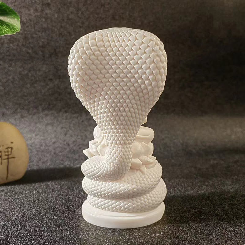 Medium Ivory Fruit Buddha Statue with Snake Lotus Serenity Symbol