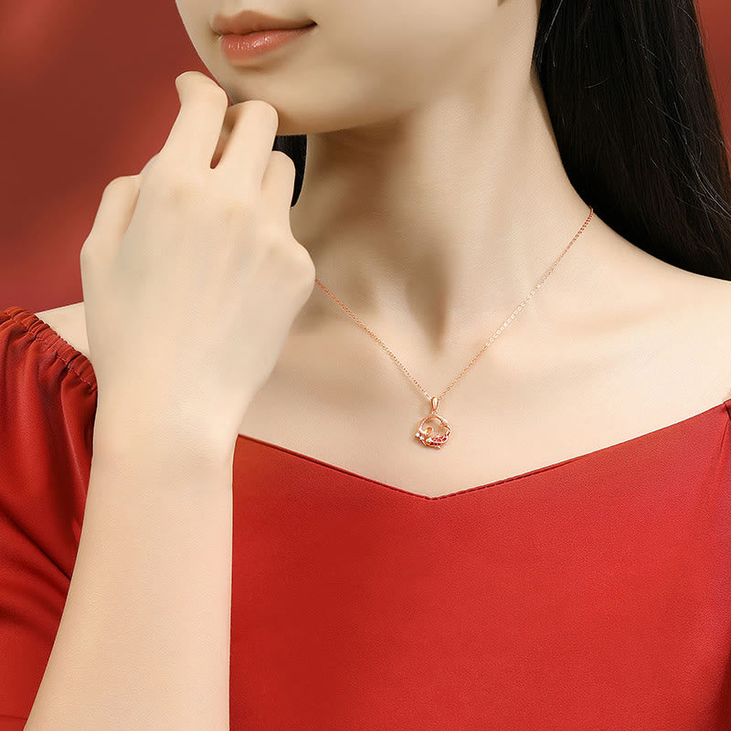 925 Sterling Silver Snake Koi Blessing Necklace