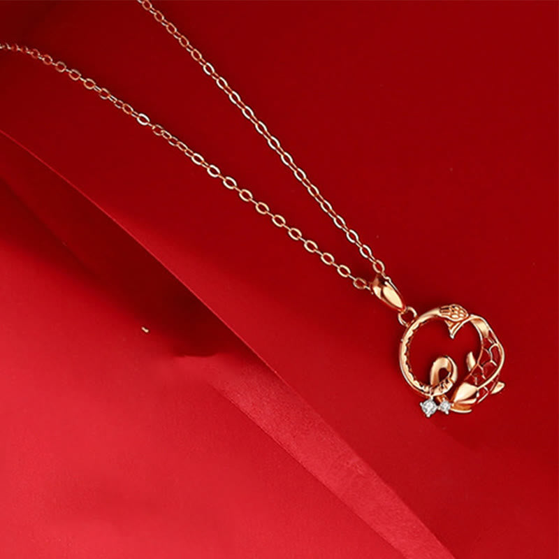 925 Sterling Silver Snake Koi Blessing Necklace