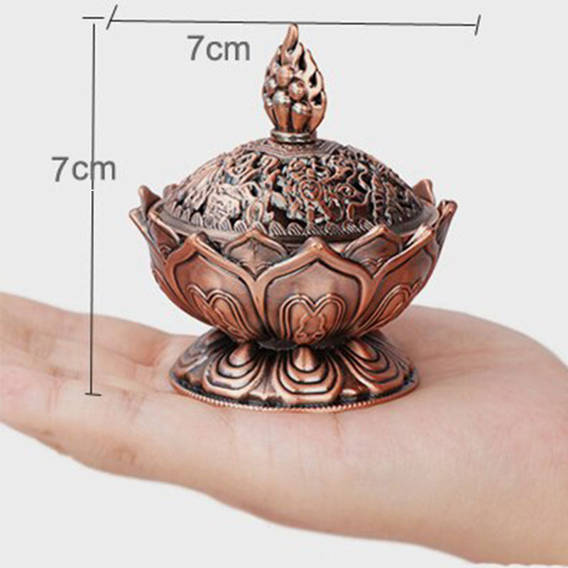 7cm Zinc Alloy Lotus Incense Burner for Meditation