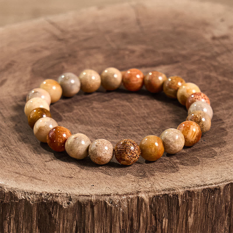8-9mm Fossil Coral Compassion Bracelet for Self-Esteem & Strength