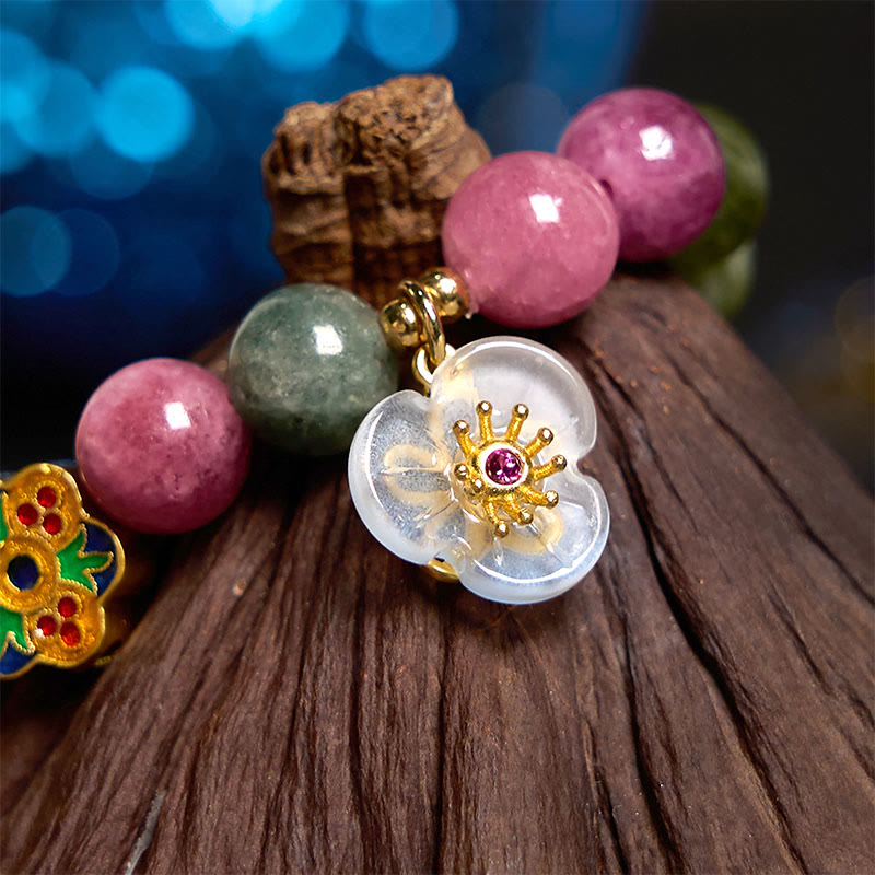 8mm Tourmaline Wisdom Flower Spiritual Bracelet