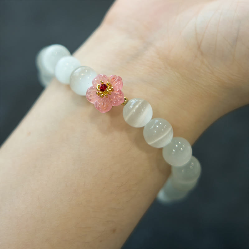 Cat's Eye Chrysoberyl Flower Love Bracelet | Healing Sounds