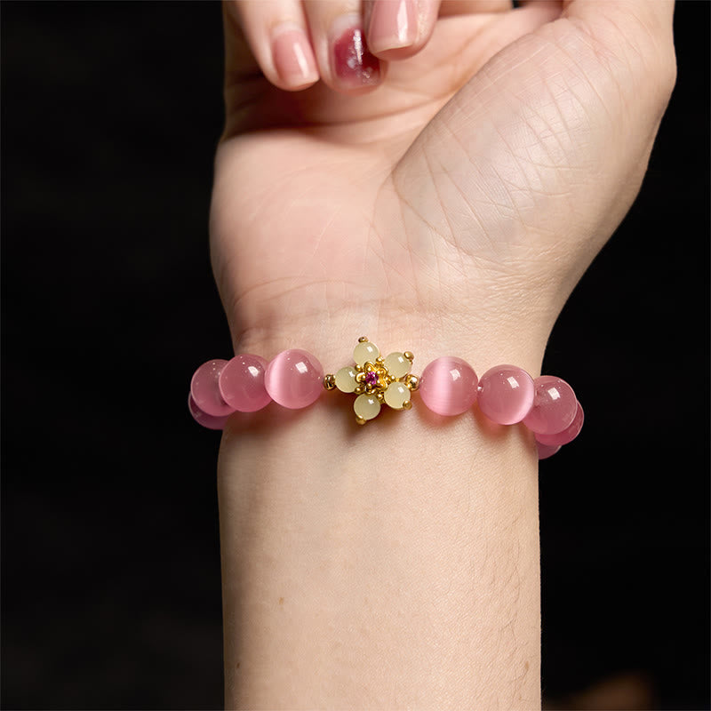 Cat's Eye Chrysoberyl Flower Love Bracelet | Healing Sounds