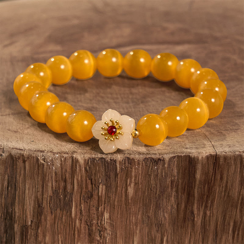 Cat's Eye Chrysoberyl Flower Love Bracelet | Healing Sounds