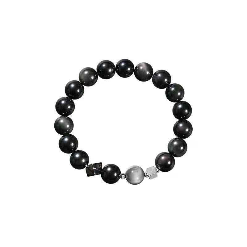 Obsidian Strength Bracelet with Eagle's Eye & Tiger's Eye