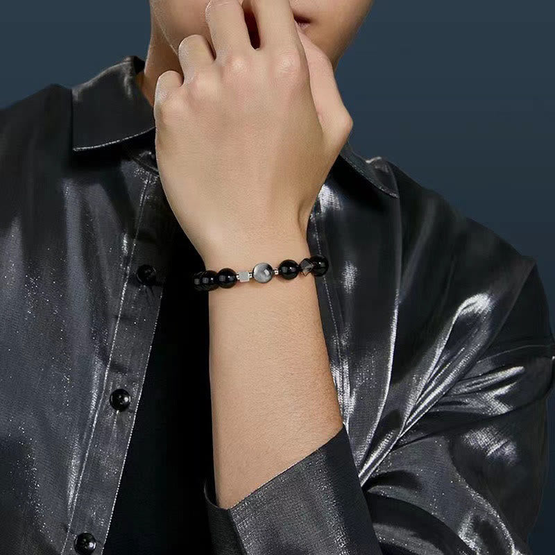 Obsidian Strength Bracelet with Eagle's Eye & Tiger's Eye