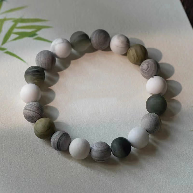 8mm White Turquoise Picasso Jasper Bracelet for Emotional Healing