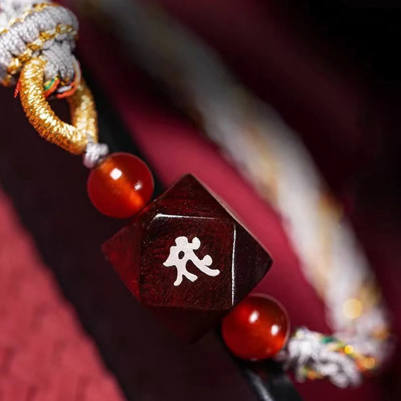 Small Leaf Red Sandalwood Chinese Zodiac Protection Bracelet