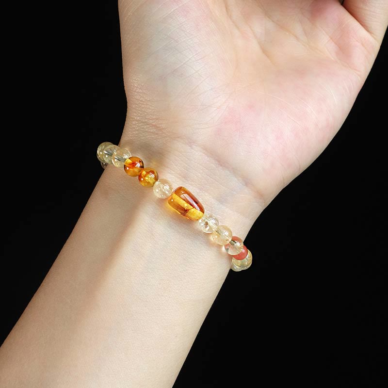 6mm Natural Citrine Pearl Protection Bracelet