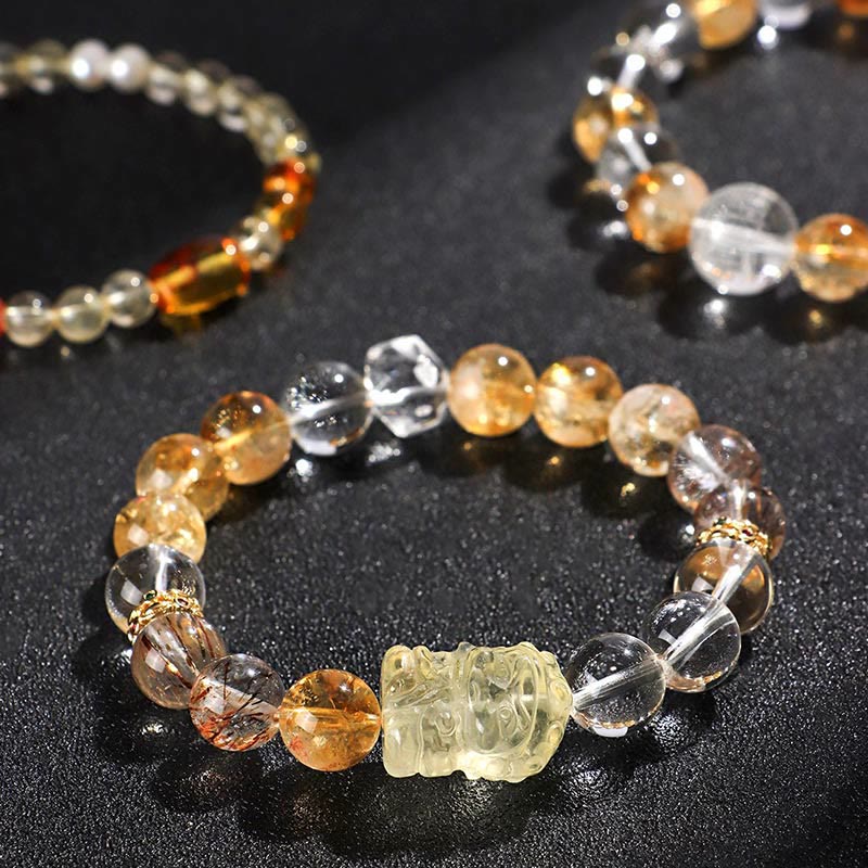 6mm Natural Citrine Pearl Protection Bracelet