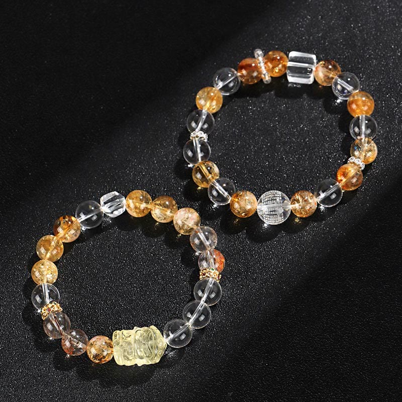6mm Natural Citrine Pearl Protection Bracelet