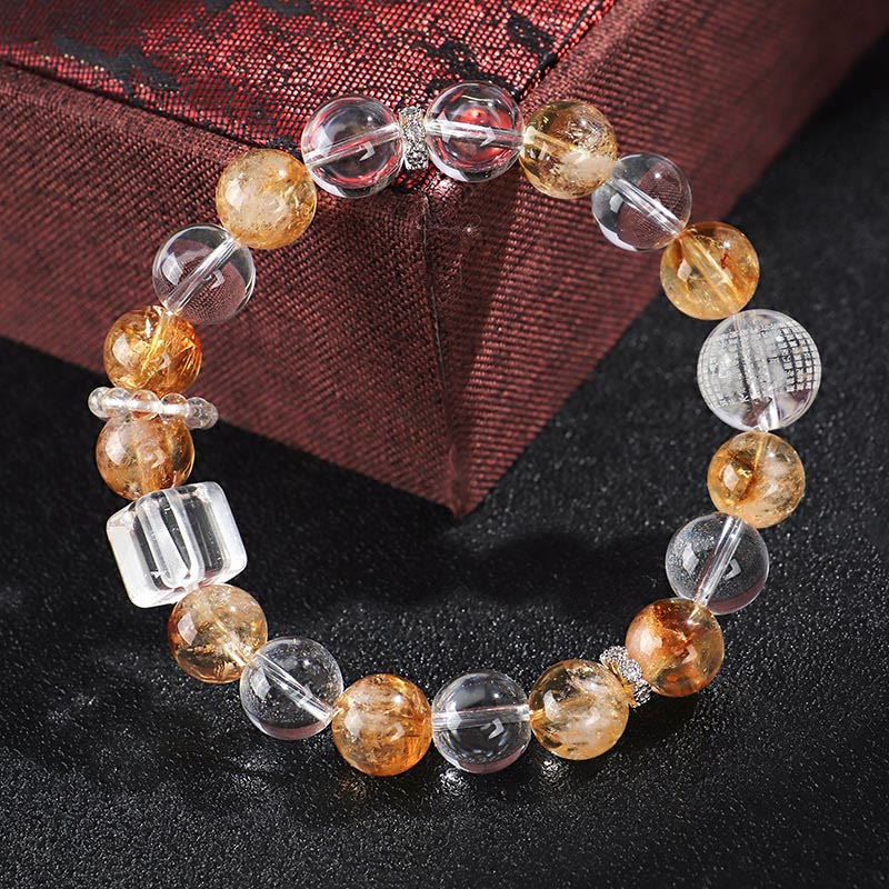 6mm Natural Citrine Pearl Protection Bracelet