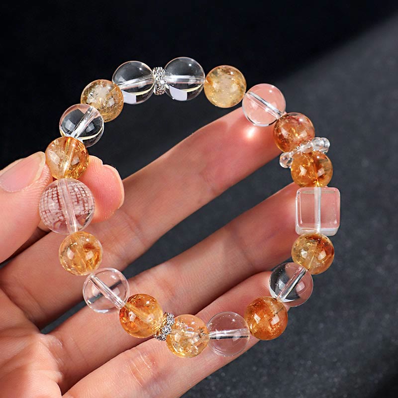 6mm Natural Citrine Pearl Protection Bracelet