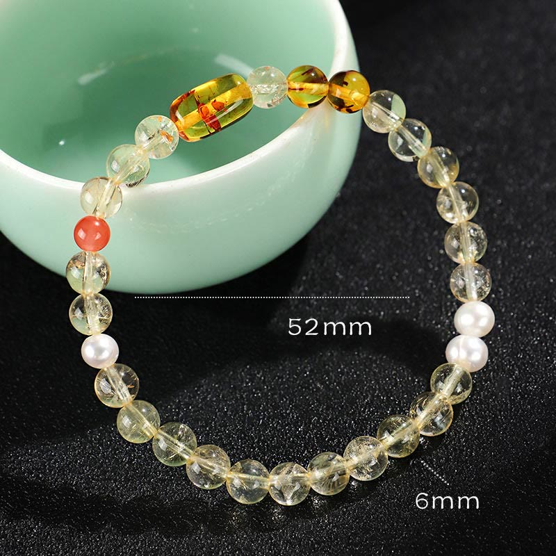 6mm Natural Citrine Pearl Protection Bracelet