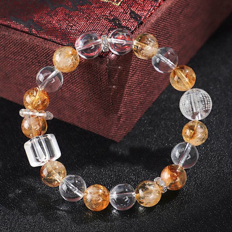 6mm Natural Citrine Pearl Protection Bracelet